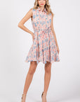 GeeGee Full Size Floral Eyelet Sleeveless Mini Dress