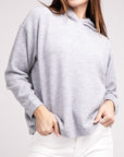 Zenana Hooded Brushed Melange Hacci Sweater