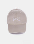 Zenana Bow Embroidered Washed Cotton Caps