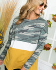 e Luna PLUS Color Block Camo Sweatshirt