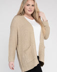 Eesome Plus Size Ribbed Knit Open Front Cardigan