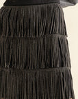 Rhinestone Suede Fringe Skirt