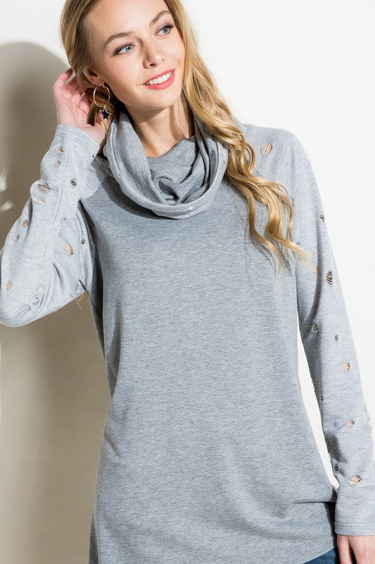 Distressed Terry Mix Tunic