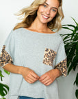 e Luna Terry Solid Animal Boxy Top