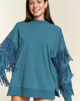 Plus Jade By Jane Studded Fringe Sleeve Top