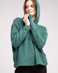 Zenana Hooded Brushed Melange Hacci Sweater