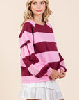 Mittoshop Striped Snap Shoulder Long Sleeve T-Shirt