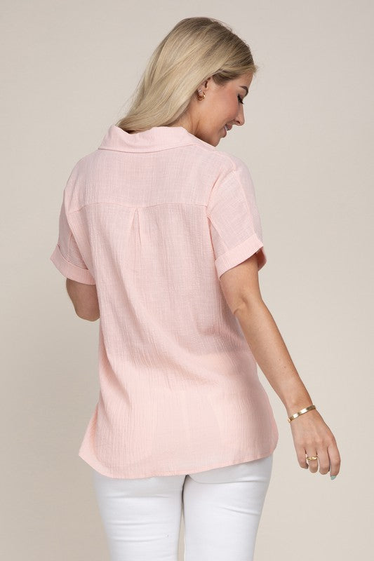 Crinkle Shirt with Pockets - Online Only