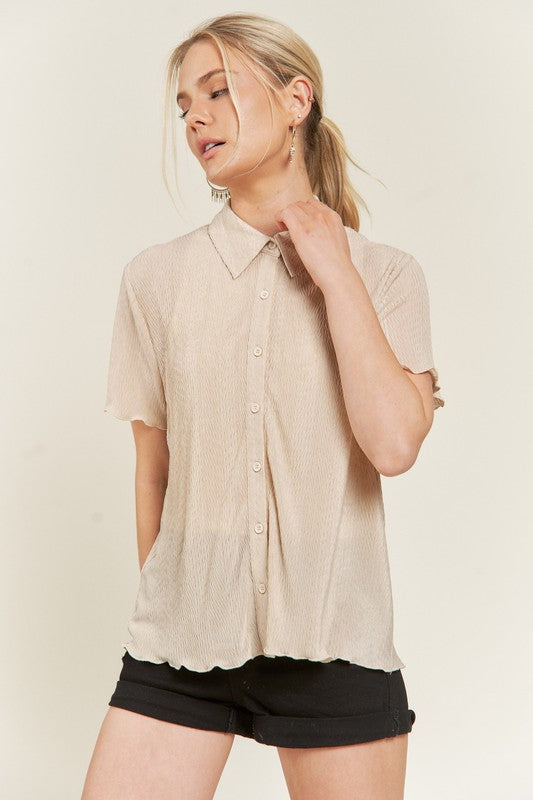 Jade By Jane Textured Button Down Shirt PLUS