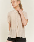 Jade By Jane Textured Button Down Shirt PLUS