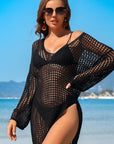 Crochet Side Split Beach Coverups Swimwear Dress