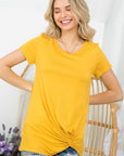 e Luna Solid Twisted Bottom Tunic Top