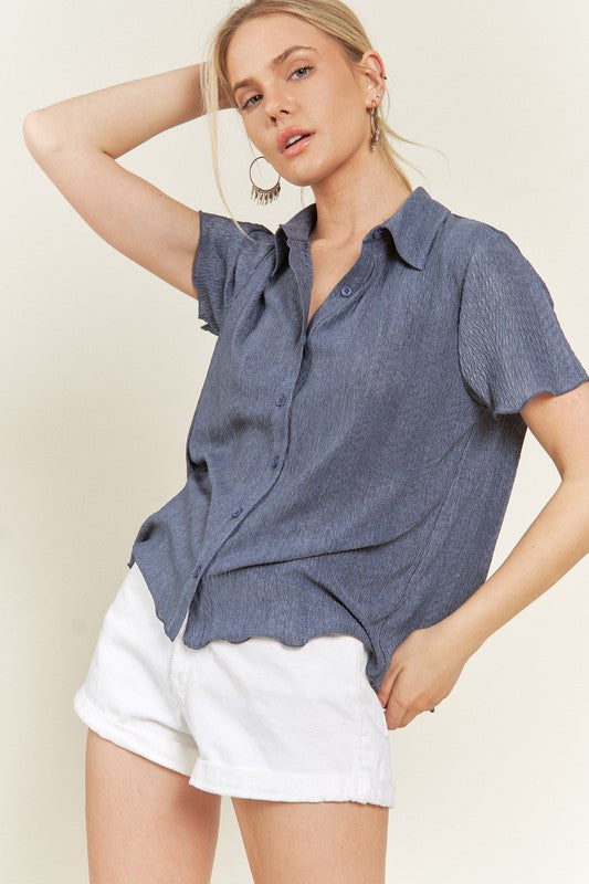 Jade By Jane Textured Button Down Shirt PLUS