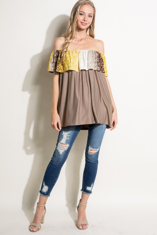 e Luna Ombre Tie Dye Off Shoulder Top