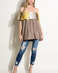 e Luna Ombre Tie Dye Off Shoulder Top