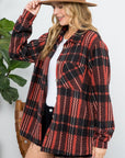 e Luna PLUS Fuzzy Plaid Button Down Shacket