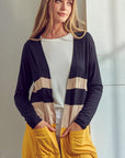 e Luna Solid Jersey Colorblock Cardigan