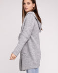 Zenana Hooded Open Front Sweater Cardigan