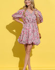 And The Why Full Size Floral Surplice Puff Sleeve Dress