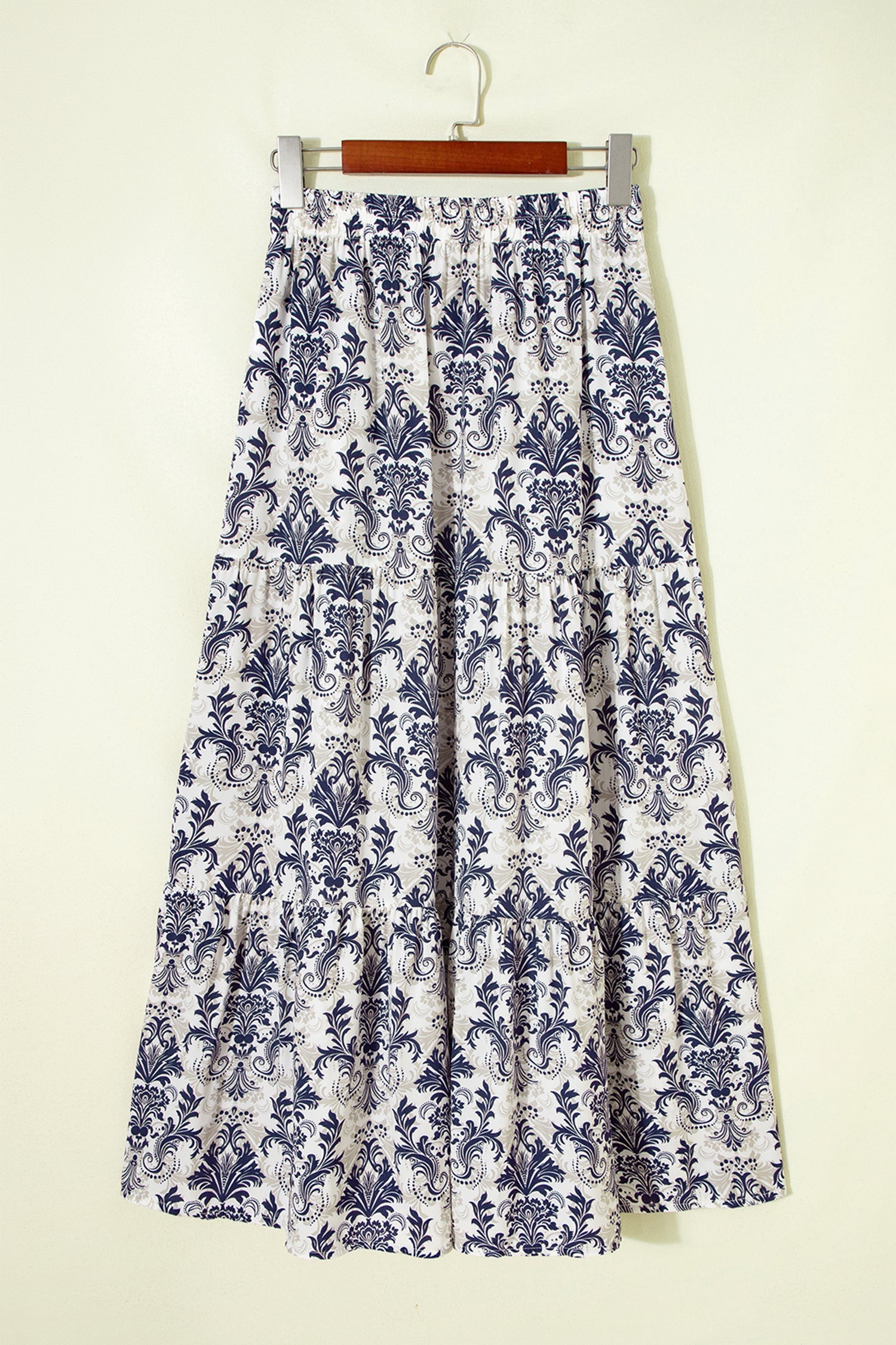 Boho Floral Tiered Maxi Skirt Split