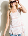 e Luna Striped Solid Mix Tank Top