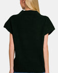 Zenana Short Sleeve Mock Neck Sweater