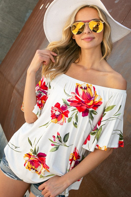 e Luna Floral Off Shoulder Top