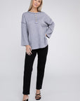 Zenana Ribbed Brushed Melange Hacci Henley Sweater