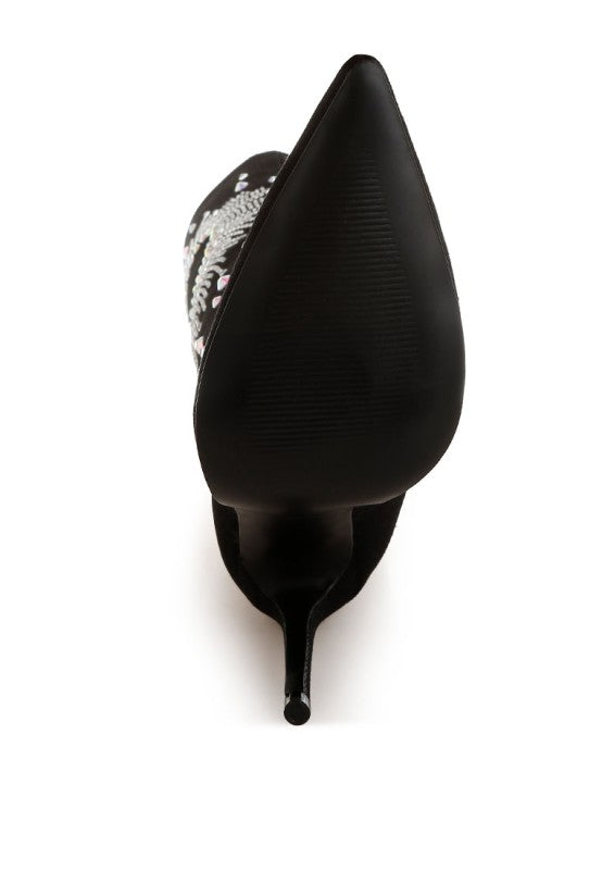 Coastra Rhinestone Embellished Stiletto Boots