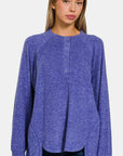 Zenana Full Size Brushed Melange Hacci High-Low Sweater