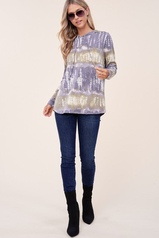 e Luna Terry Tie Dye Long Hoodie Top