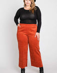 Jade By Jane Ribbed Velvet Crop Wide Leg Pants Plus Size