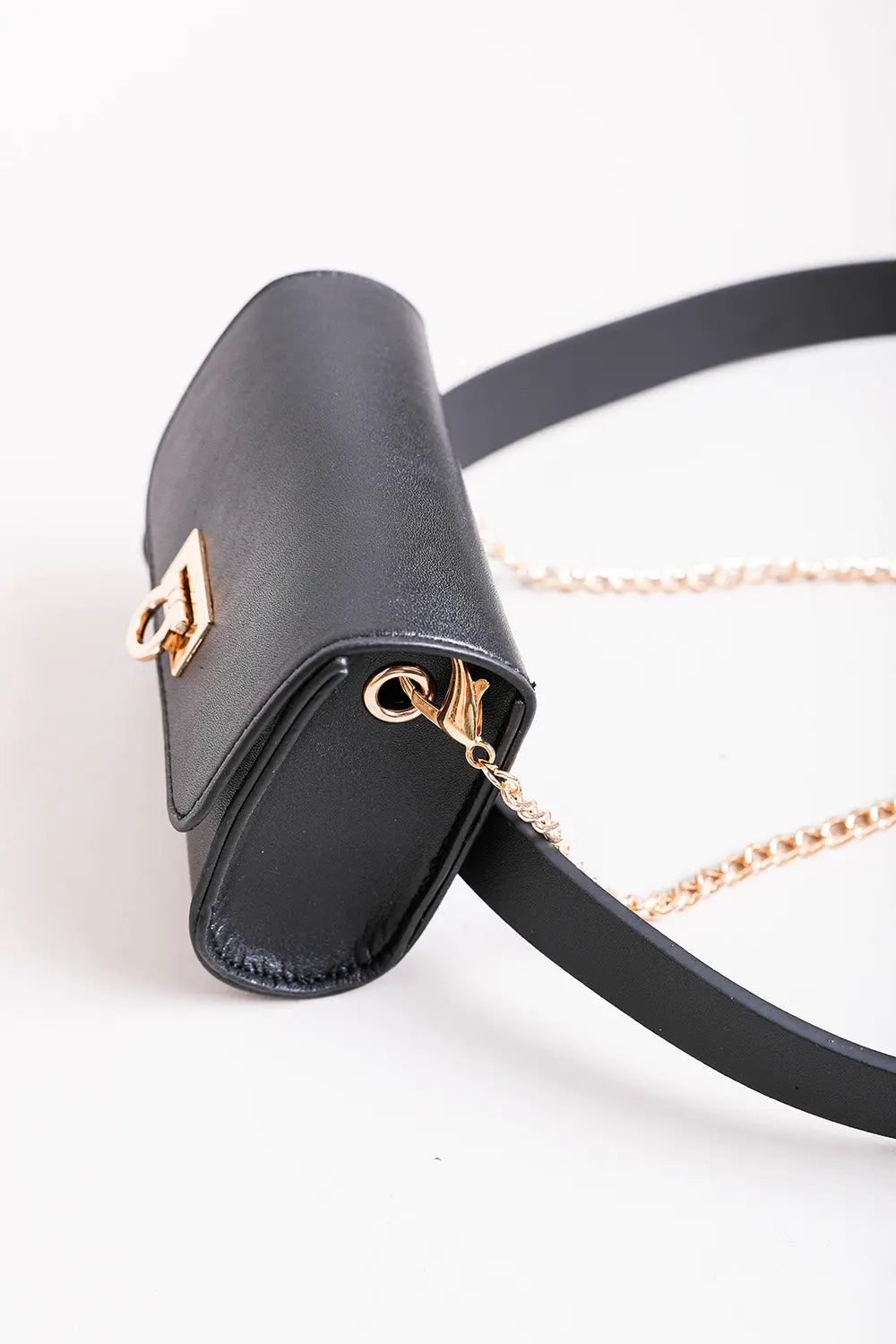Mini Faux Leather Belt Bag with Gold Chain