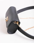 Mini Faux Leather Belt Bag with Gold Chain