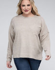 Zenana Plus Ribbed Brushed Melange Hacci Sweater