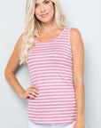 Celeste Full Size Backside Bow Tie Striped Tank