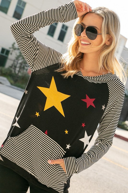 e Luna Print Strip Mixed Sweatshirts