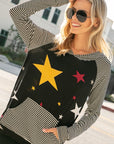 e Luna Print Strip Mixed Sweatshirts