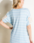 e Luna Striped Lace Patch Boxy Top