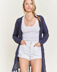 Plus Jade By Jane Fringe Knit Cardigan