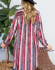 e Luna Striped Velvet Long Cardigan