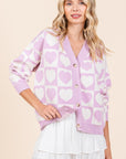 Mittoshop Checkered Heart Button Down Cardigan