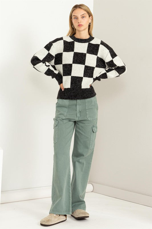 HYFVE Weekend Chills Checkered Long Sleeve Sweater