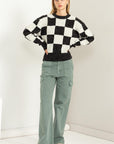 HYFVE Weekend Chills Checkered Long Sleeve Sweater