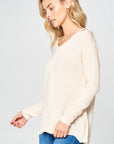 e Luna Solid Light Knit V-Neck Sweater