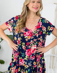 e Luna Plus Allover Floral Babydoll Top