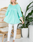 e Luna PLUS Solid Pintuck Tunic Blouse