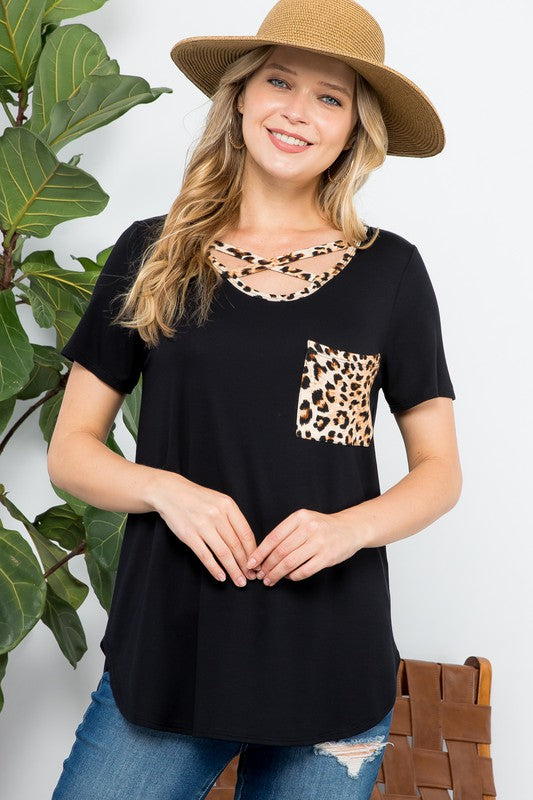 e Luna PLUS Animal Print Basic Top