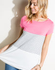 e Luna PLUS Striped Solid Color Block Top