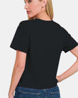 Zenana Round Neck Short Sleeve Cropped T-Shirt